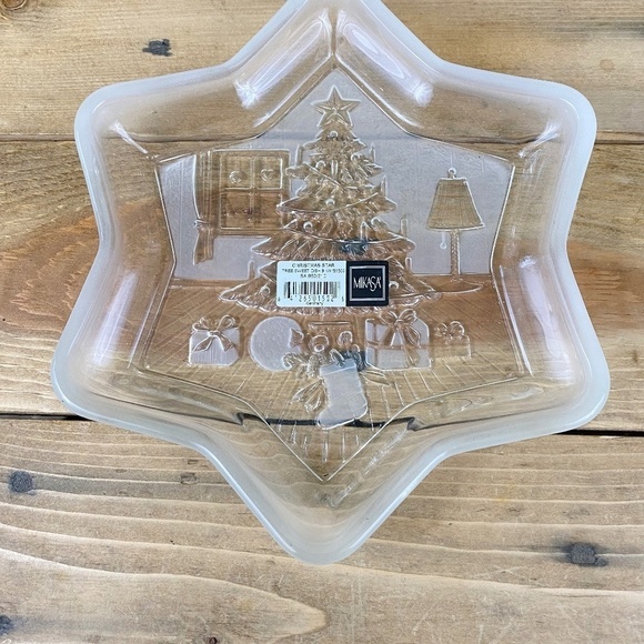 Mikasa Other - Mikasa Christmas Dish Germany NWT Glass Star Frosted Candy